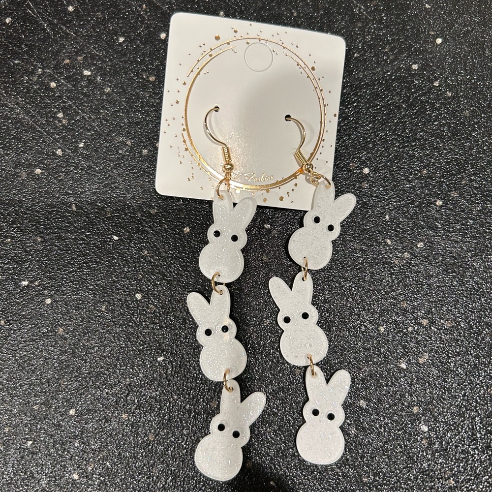 White peeps 🐥 shimmer dangles